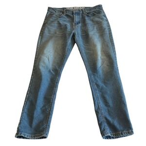Vintage Genes Black Jeans Men 34x30 (Fit 33x27.5) Slim Fit Blue Med Wash Stretch